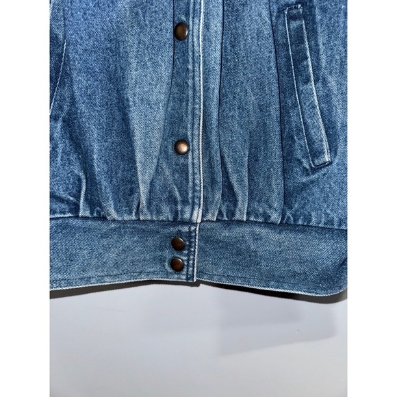 Vintage WBRK-FM gray and blue denim jacket 80's to 90's snap front size medium - Picture 4 of 9